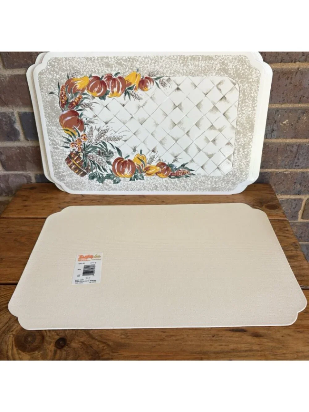 Vtg Town & Country Fall Harvest Placemats Pumpkins Wheat Set Of 6 Vinyl